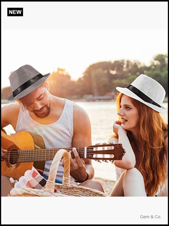 5 Pack Short Brim Fedora Classic Summer Beach Sun Hat Panama Cap